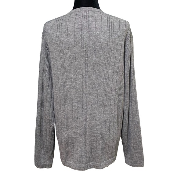 Alfani Gray Merino Wool Ribbed Pullover Sweater Medium Classic Knit Grandpa - Picture 3 of 6